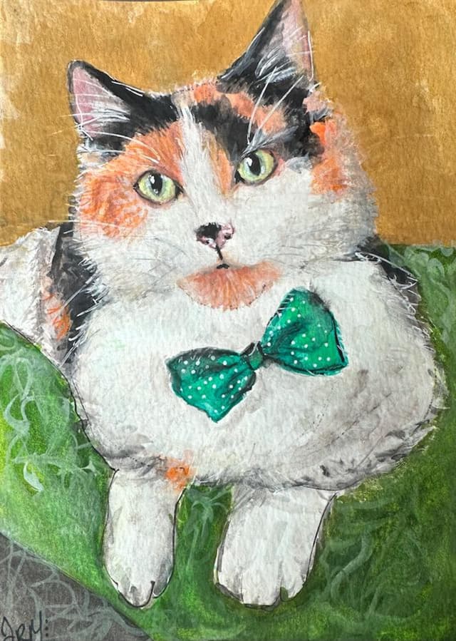 Custom pet portrait sample — dog with sunflowers