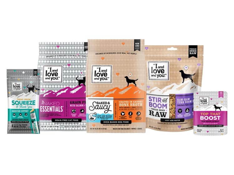 “I and love and you” pet food and treat bags, all accepted by the TerraCycle recycling program